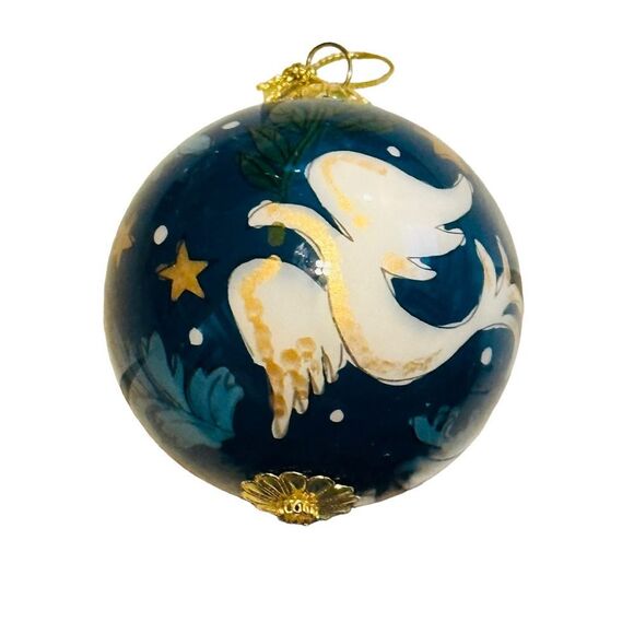 NIB Li Bien Teal Handpainted 2011 PEACE Dove Ornament - Picture 6 of 11